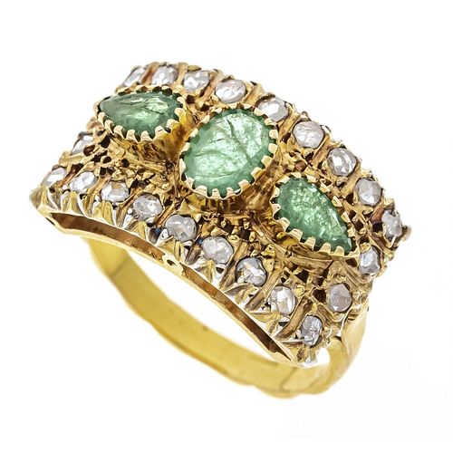 Emerald-diamond-rose ring GG 7
