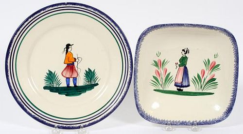 QUIMPER POTTERY PLATE AND BOWL