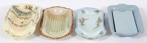 BONN AND PORTUGAL POTTERY ASPARAGUS DISHES FOUR