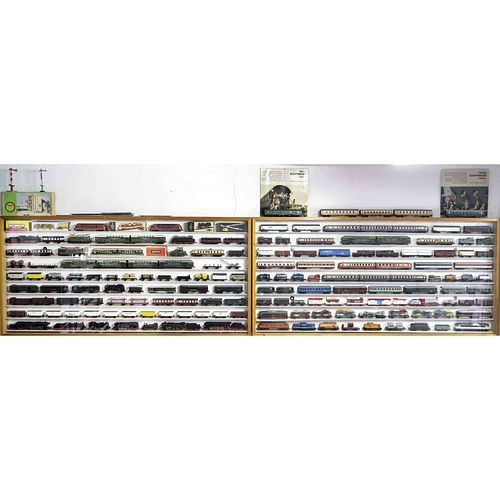 Two wall display cases with GDR