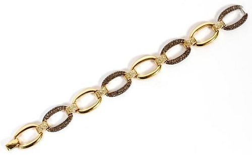 FANCY YELLOW AND BROWN DIAMOND 14KT GOLD BRACELET