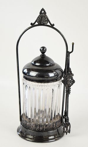 VICTORIAN CLEAR GLASS RIBBED PICKLE CASTOR