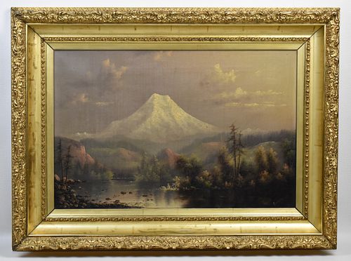 ELIZA BARCHUS "MT. HOOD AT NOON DAY" OIL PAINTING