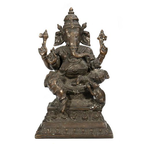 Large Bronze Ganesh with Rat.