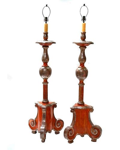 Pair of Wood Tall Torcheres, 18th Century.