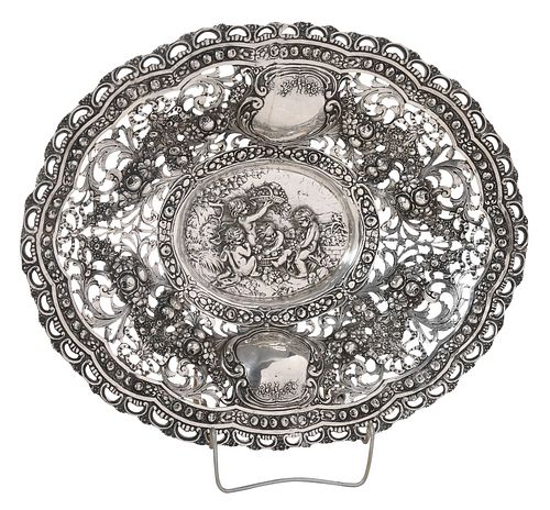 Large German Silver Openwork Serving Tray
