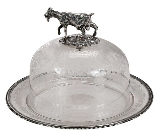 French Silver and Glass Cheese Dome