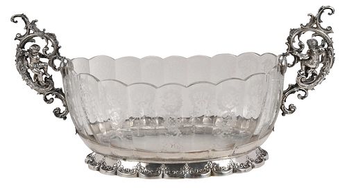 German Glass and Silver Centerbowl 