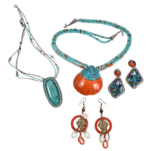 Group of Two Earrings and Two Necklaces