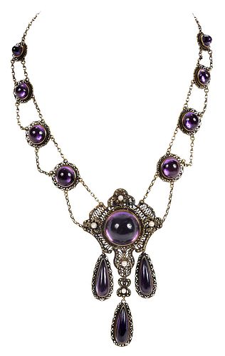 14kt. Amethyst and Pearl Necklace