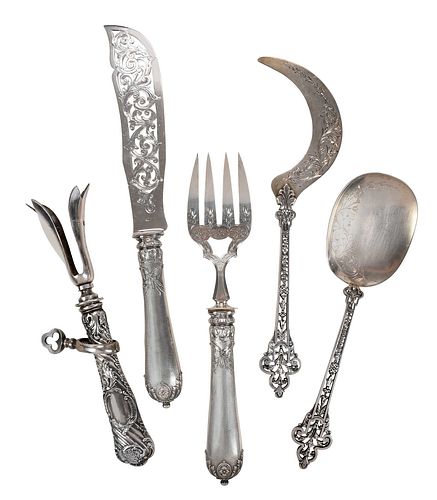 Five French Silver Serving Pieces