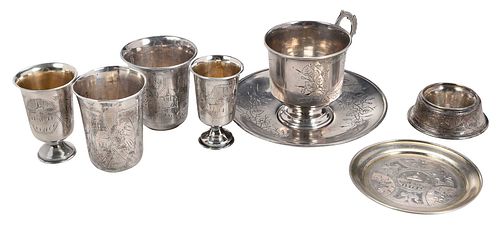 Eight Russian Silver Table Items