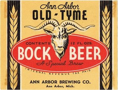 1937 Ann Arbor Old-Tyme Bock Beer 12oz Label CS36-09 Ann Arbor