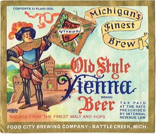 1935 Old Style Vienna Beer 12oz Label CS37-03V Battle Creek