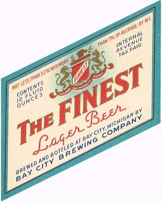 1941 The Finest Lager Beer 12oz Label CS38-07 Bay City