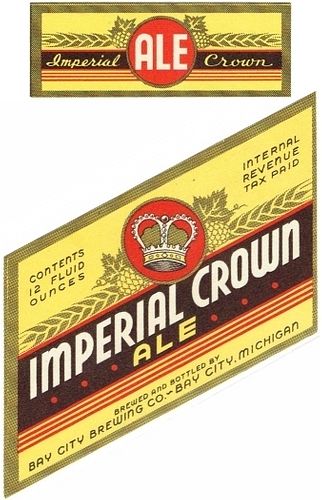 1937 Imperial Crown Ale 12oz Label CS38-05 Bay City