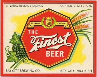 1942 The Finest Beer 12oz Label CS38-09 Bay City
