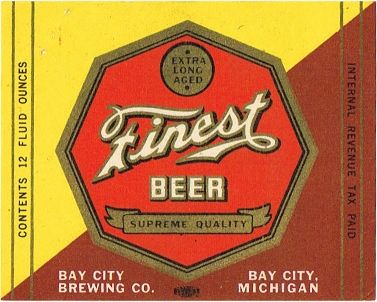 1942 The Finest Beer 12oz Label CS38-10 Bay City
