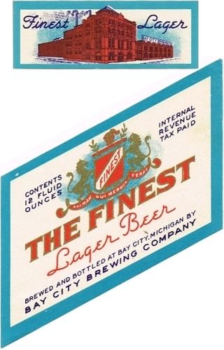 1940 The Finest Lager Beer 12oz Label CS38-08 Bay City