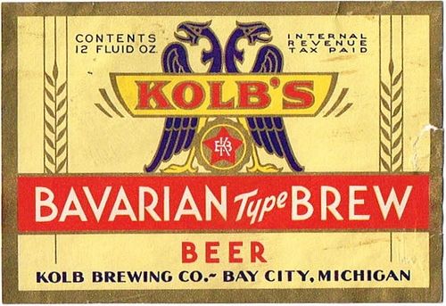1935 Kolb Bavarian Brew Beer 12oz Label CS38-21 Bay City