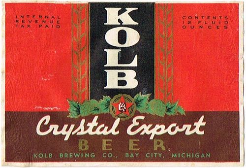 1937 Kolb Crystal Export Beer 12oz Label CS38-22 Bay City
