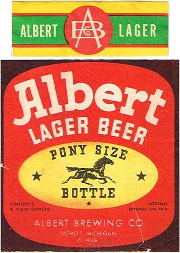 1936 Albert Lager Beer 8oz Label CS40-02 Detroit