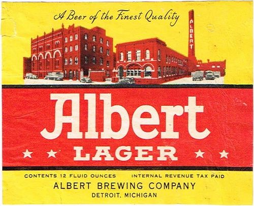 1935 Albert Lager Beer 12oz Label CS39-25 Detroit