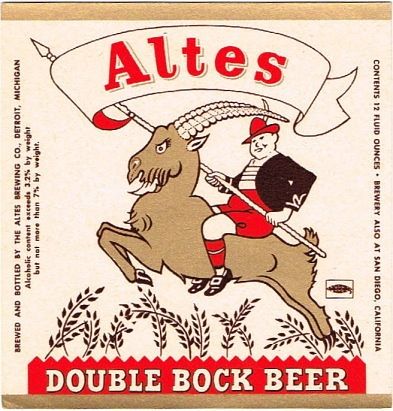 1952 Altes Double Bock Beer 12oz Label Detroit