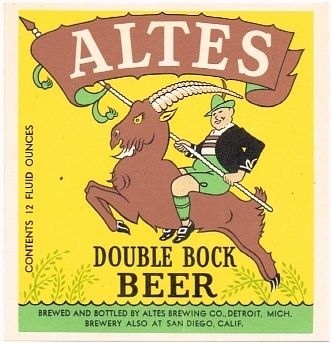 1950 Altes Double Bock Beer 12oz Label Detroit