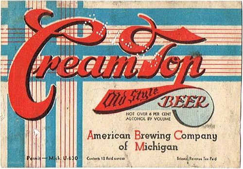 1934 Cream Top Old Style Beer 12oz Label CS40-11 Detroit