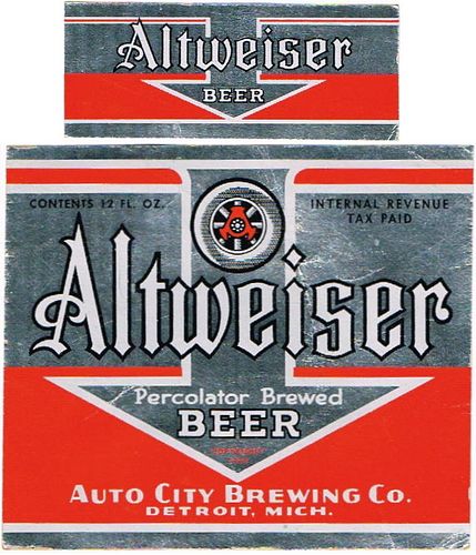 1939 Altweiser Beer 12oz Label CS41-01 Detroit