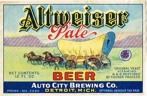 1935 Altweiser Pale Beer 12oz Label CS40-23 Detroit