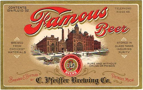 1915 Famous Beer Label CS47-07 Detroit