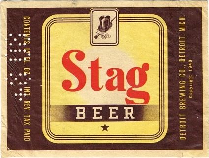 1940 Stag Beer 12oz Label CS42-07 Detroit