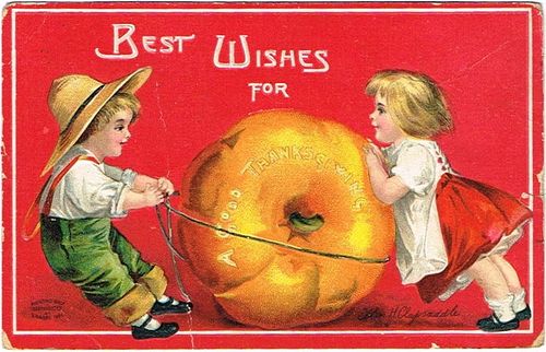 1909 Best Wishes For A Good Thanksgiving Post Card Detroit