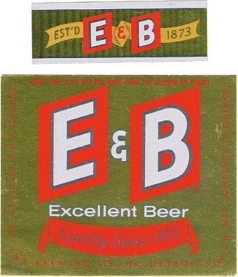 1958 E & B Beer 12oz Label Detroit