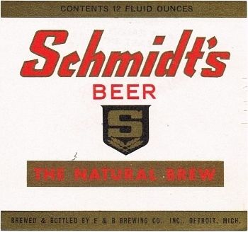 1960 Schmidt's Beer 12oz Label Detroit
