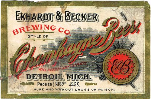 1939 Champagne Beer 12oz Label CS42-11 Detroit