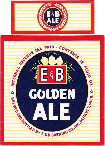 1948 E & B Golden Ale 12oz Label CS43-12 Detroit