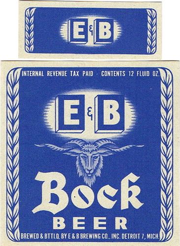 1944 E and B Bock Beer 12oz Label CS43-08 Detroit