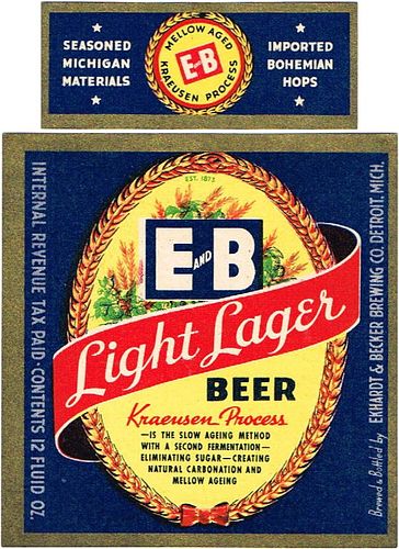 1940 E and B Light Lager Beer 12oz Label CS43-05 Detroit
