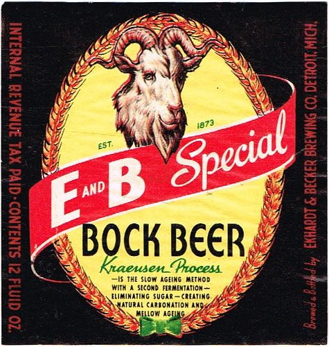 1938 E and B Special Bock Beer 12oz Label CS43-03 Detroit