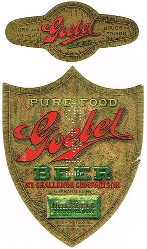 1911 Goebel Pilsener Beer No Ref. Label CS44-07 Detroit