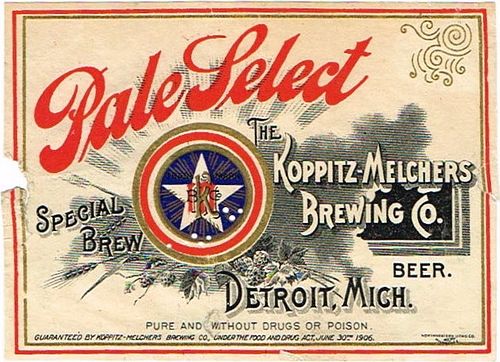 1906 Pale Select Special Brew Beer No Ref. Label CS45-14 Detroit