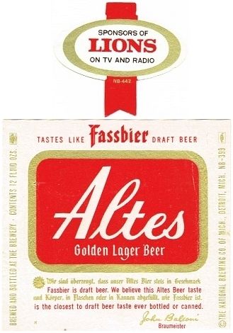 1965 Altes Golden Lager Beer 12oz Label Detroit