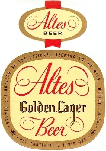 1958 Altes Golden Lager Beer 12oz Label Detroit