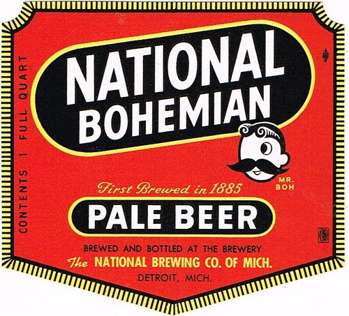1954 National Bohemian Beer 32oz One Quart Label Detroit