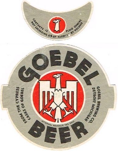 1934 Goebel Beer 12oz Label CS44-09V2 Detroit