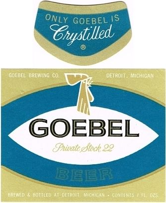 1959 Goebel Beer 7oz Label Detroit
