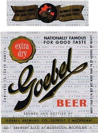 1950 Goebel Extra Dry Beer 12oz Label Detroit